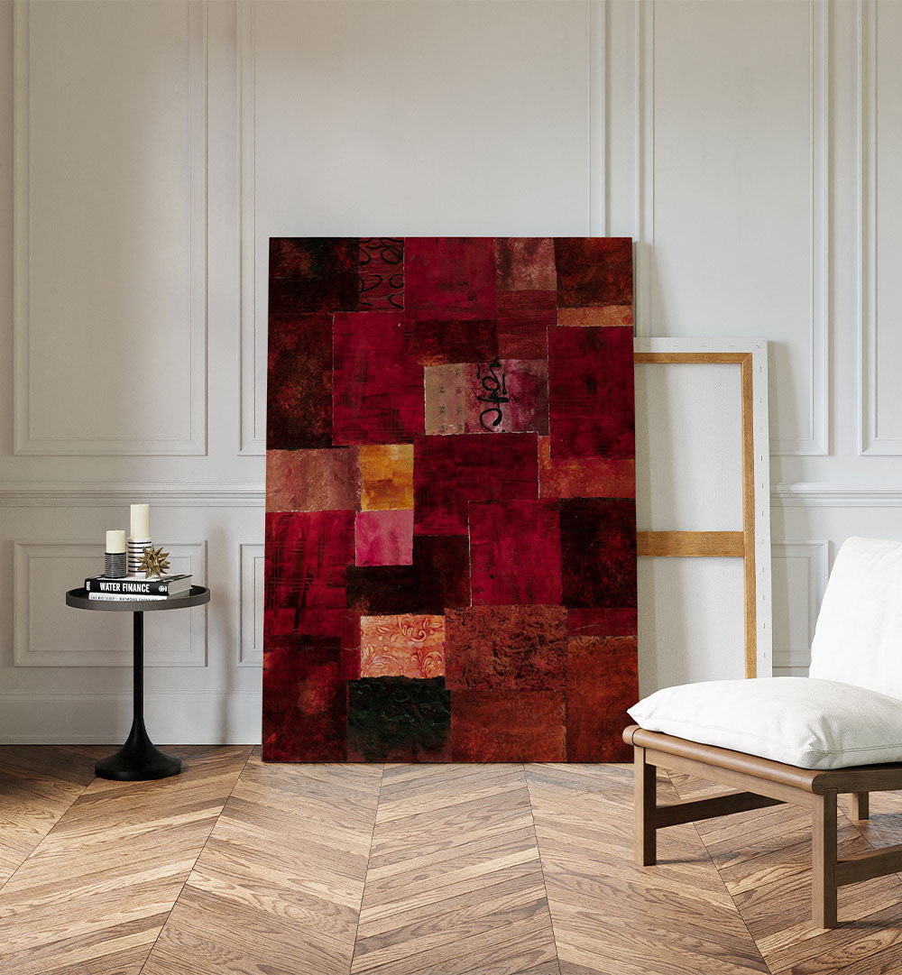 CRIMSON PATCHWORK ABSTRACT