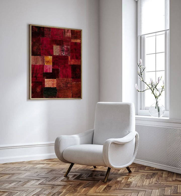 CRIMSON PATCHWORK ABSTRACT