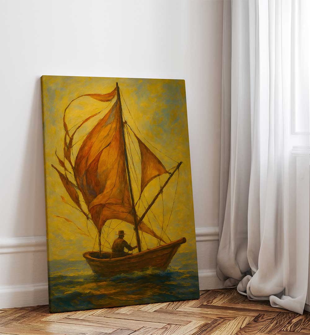 CRIMSON SAIL AT DAWN , EXPRESSIONISM PAINTINGS