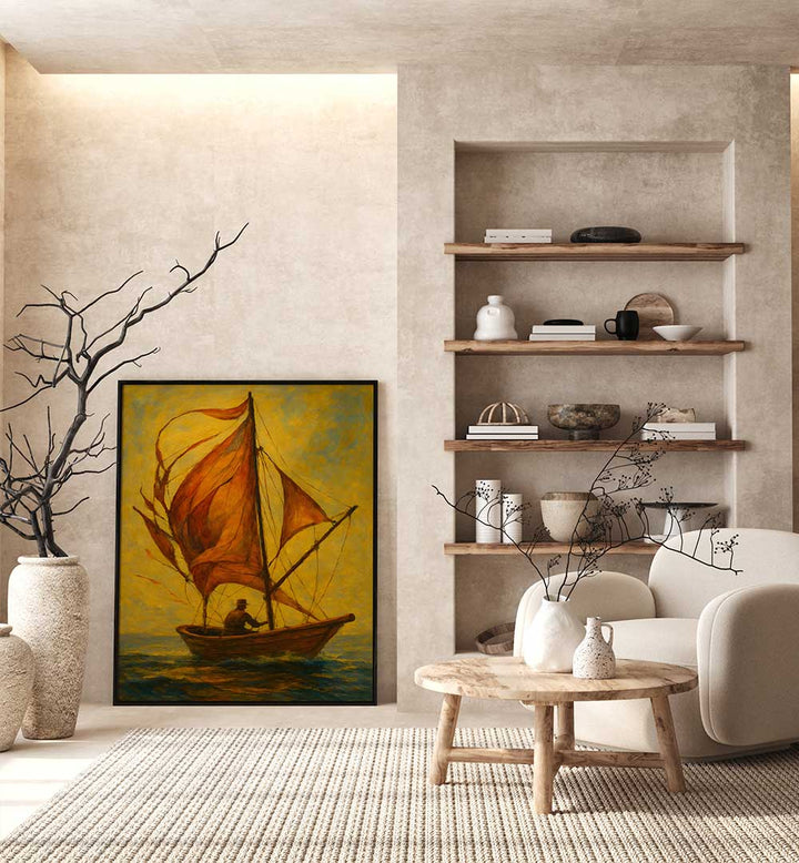 CRIMSON SAIL AT DAWN , EXPRESSIONISM PAINTINGS