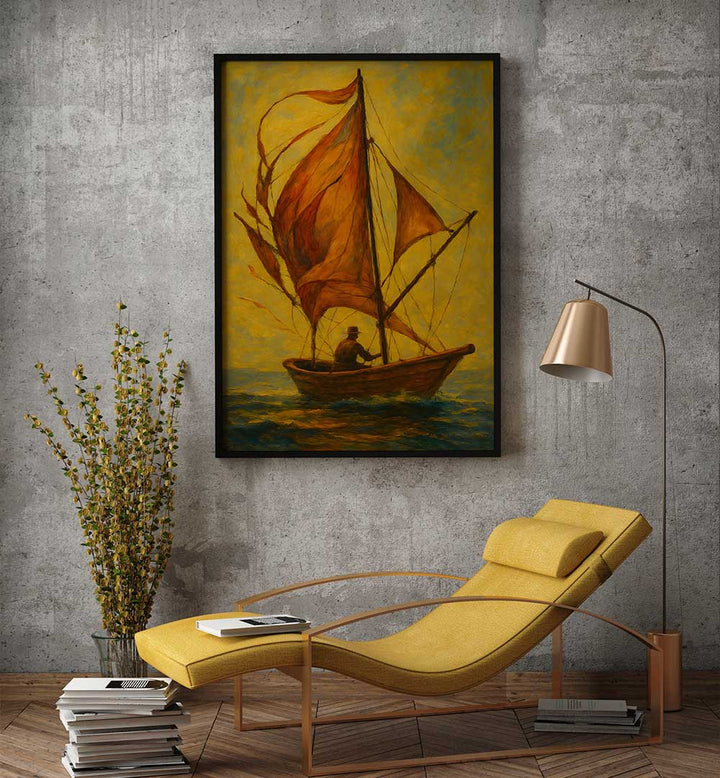 CRIMSON SAIL AT DAWN , EXPRESSIONISM PAINTINGS