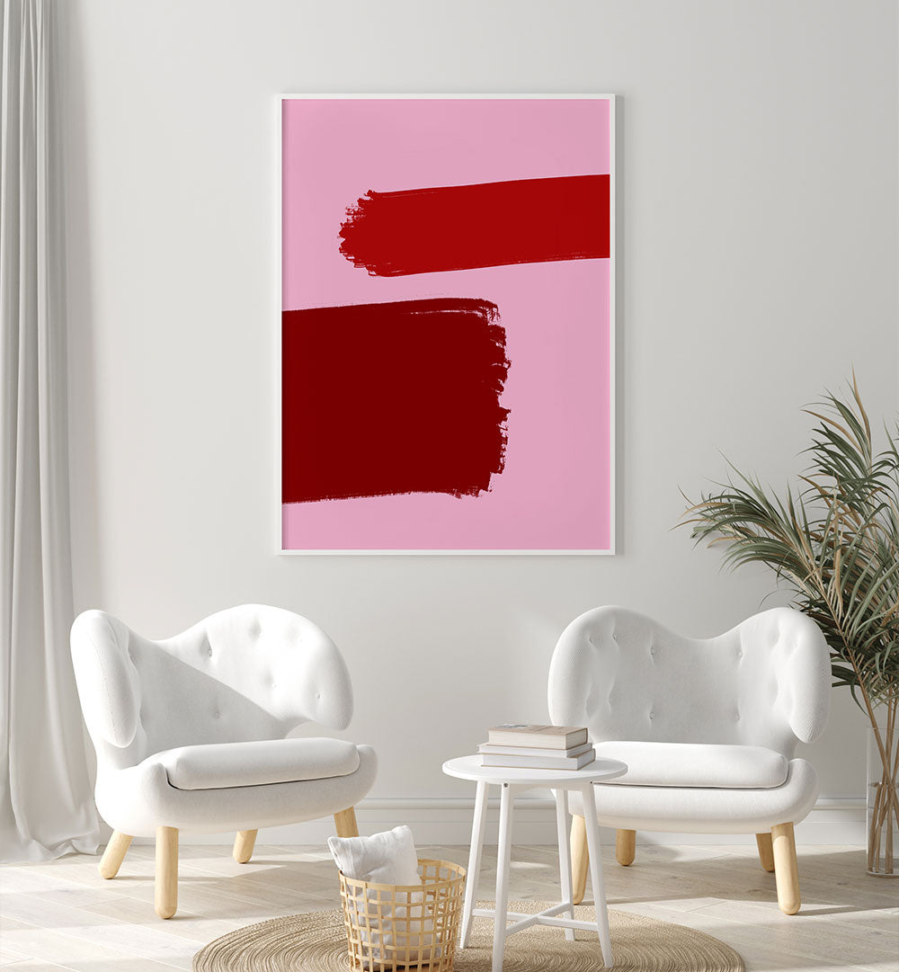 CRIMSON STROKES , ABSTRACT PAINTINGS