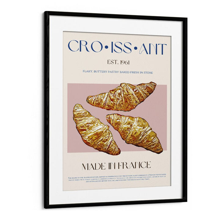 Croissant Bar & Cafe Artwork in Black Frame With Mount