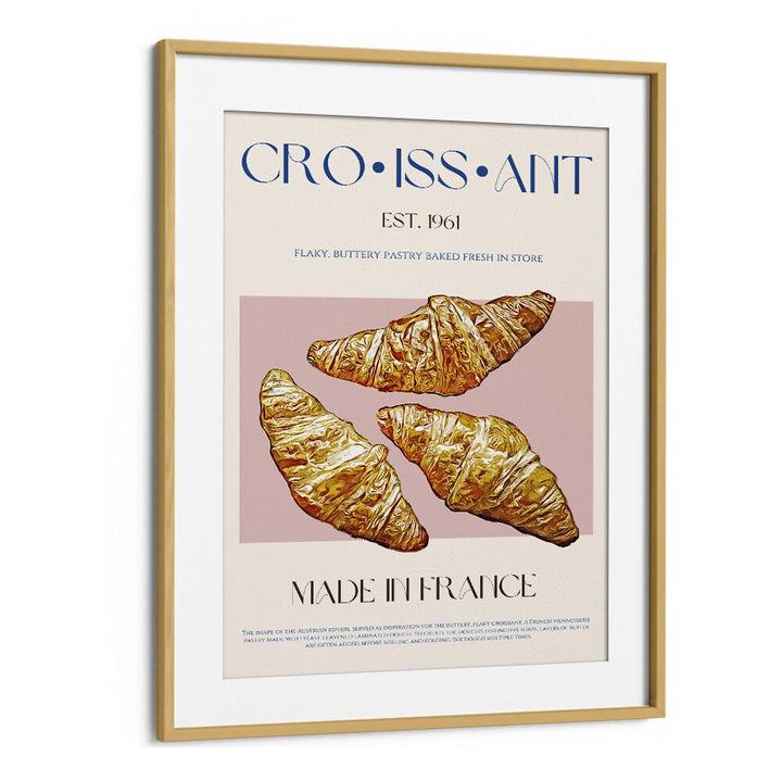 Croissant Bar & Cafe Artwork in Oak Wood Frame With Mount