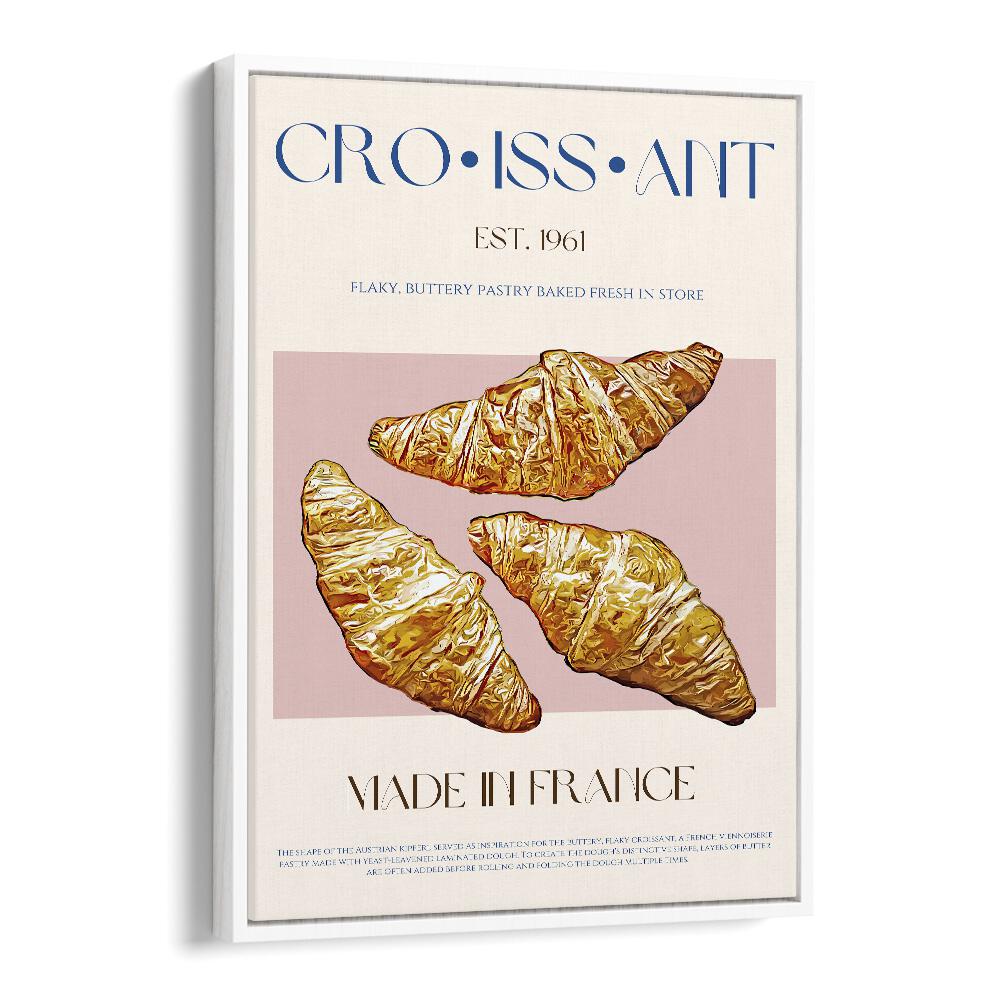 Croissant Bar & Cafe Artwork in White Floater Frame