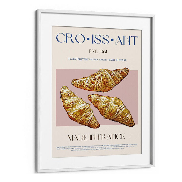 Croissant Bar & Cafe Artwork in White Frame With Mount