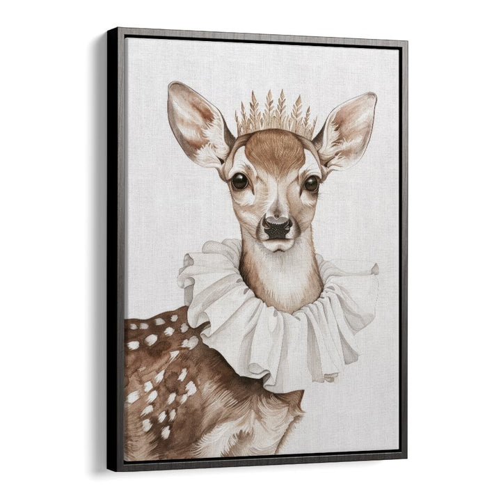 Crowned Stag Sovereignty Kids Art Artwork in Black Floater Frame
