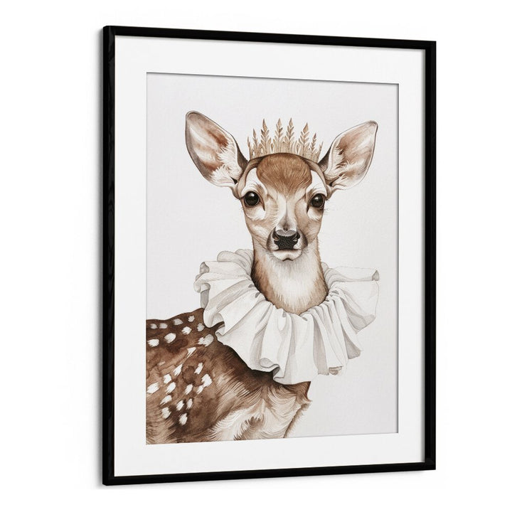 Crowned Stag Sovereignty Kids Art Artwork in Black Frame With Mount
