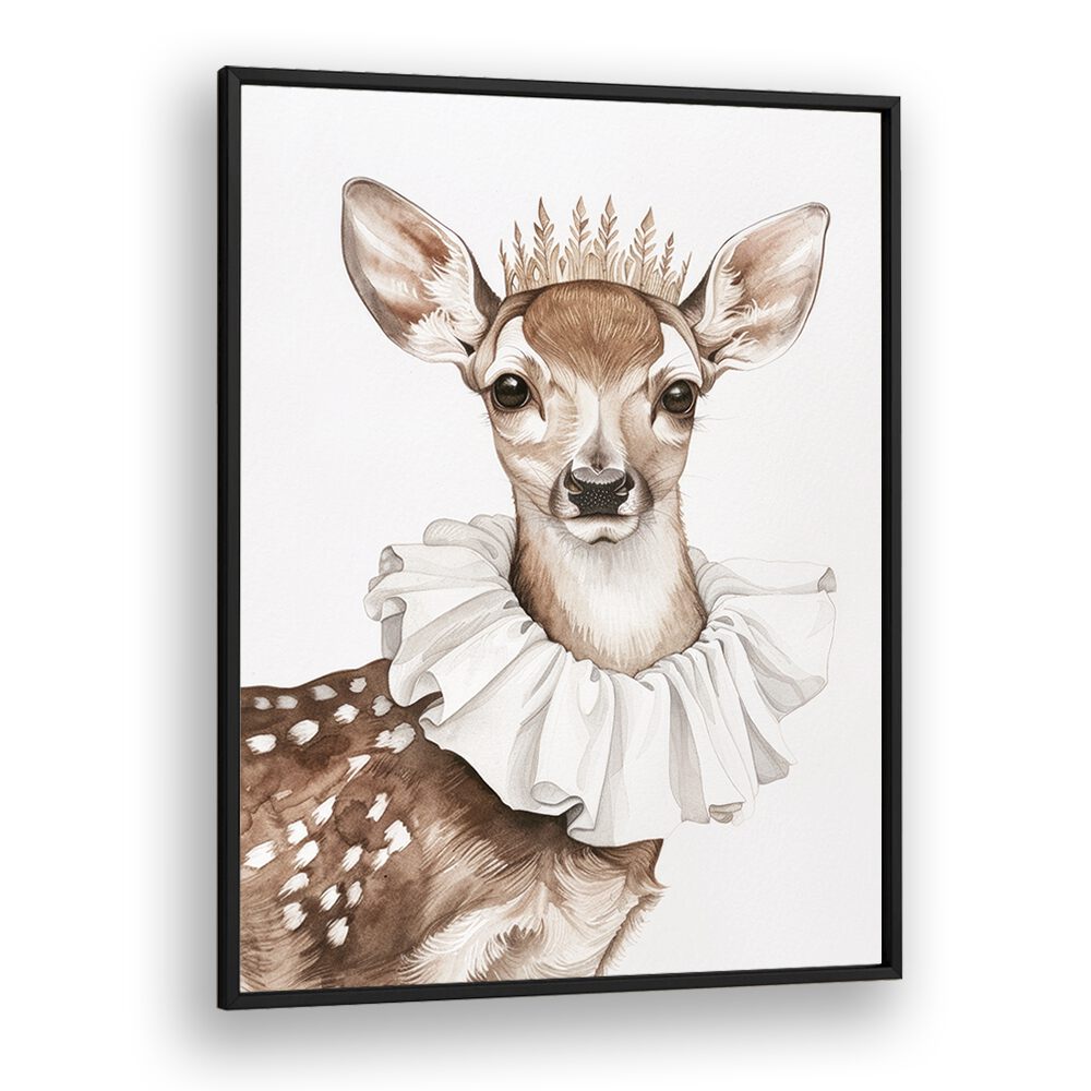 Crowned Stag Sovereignty Kids art Artwork in Black Plain Frame
