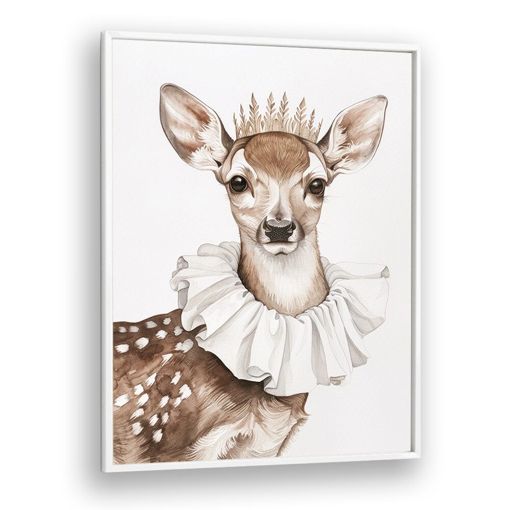 Crowned Stag Sovereignty Kids art Artwork in White Plain Frame White
