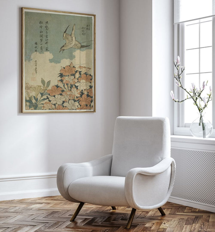 CUCKOO AND AZALEAS , VINTAGE PAINTINGS