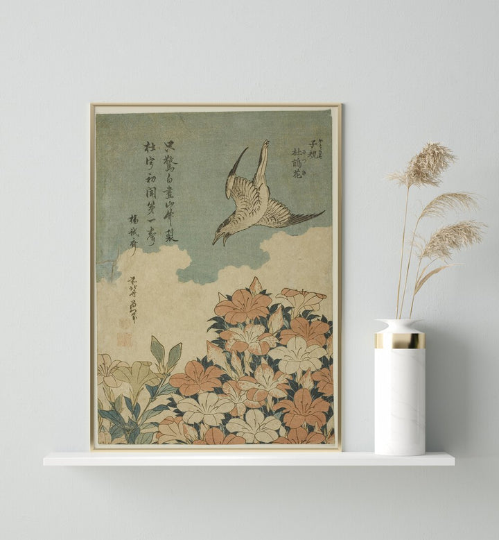 CUCKOO AND AZALEAS , VINTAGE PAINTINGS