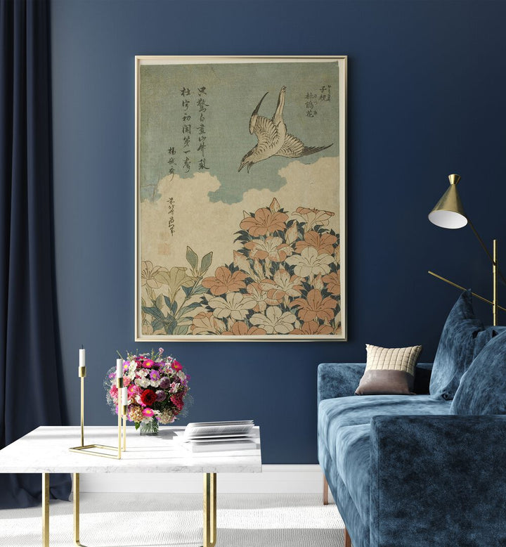 CUCKOO AND AZALEAS , VINTAGE PAINTINGS