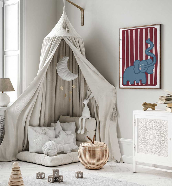 CURIOUS BLUE ELEPHANT , KIDS ROOM PAINTINGS