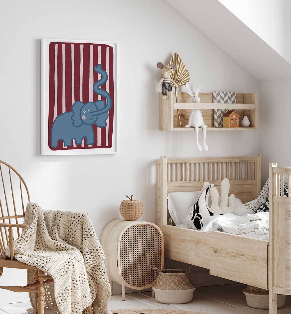 CURIOUS BLUE ELEPHANT , KIDS ROOM PAINTINGS