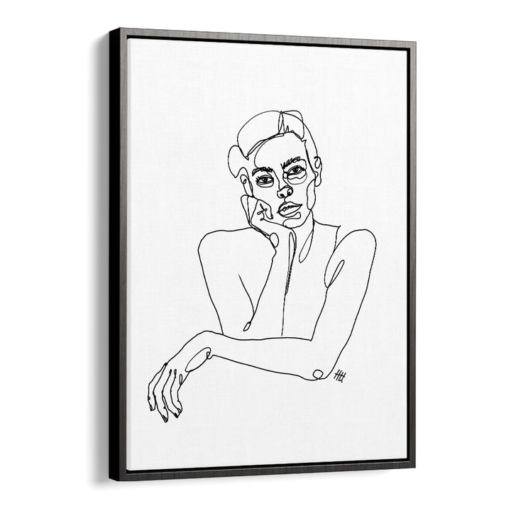 Curious Line Art Artwork in Black Floater Frame