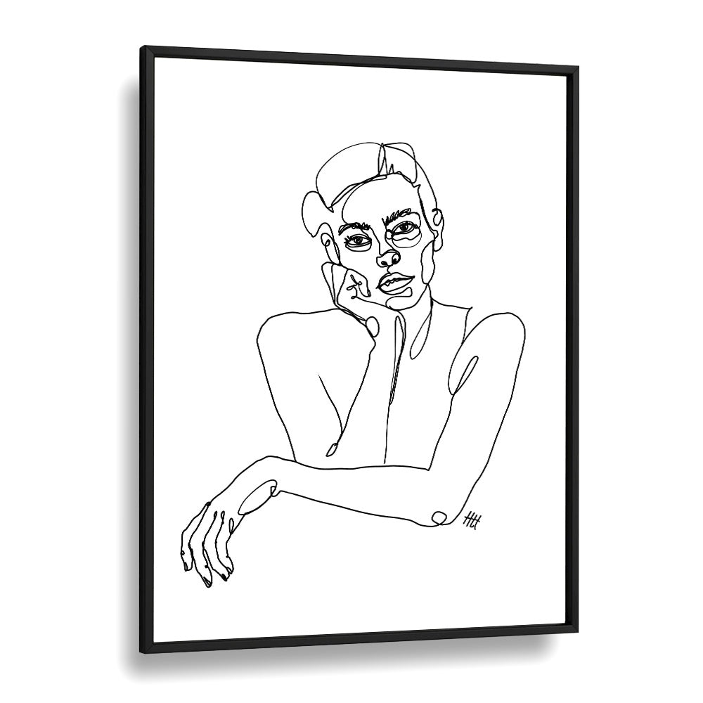 Curious Line Art Artwork in Black Plain Frame