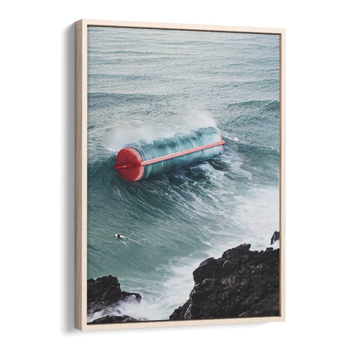 Curl Power Surreal Art Artwork in Oak Wood Floater Frame
