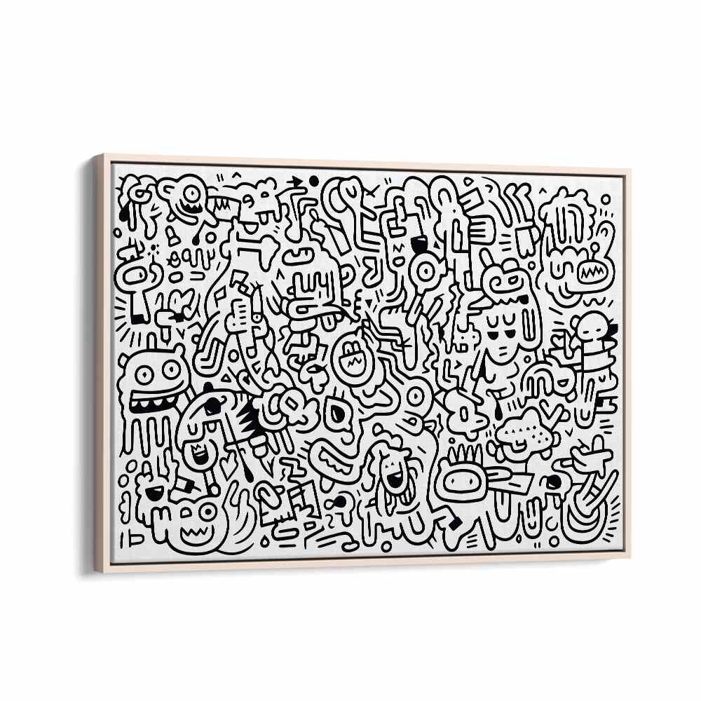 Curlicue Creations Doodle Art Artwork in Oak Wood Floater Frame