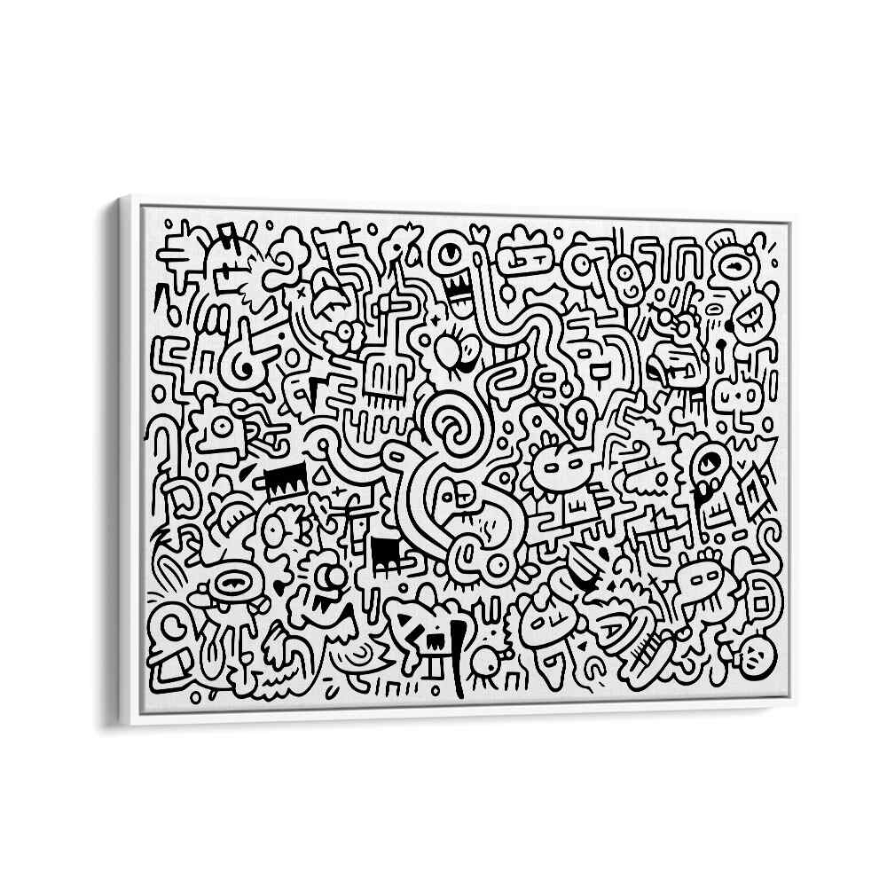 Curvy Crazy Doodle Art Artwork in White Floater Frame