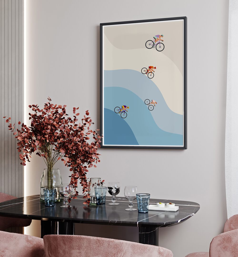 Cycling - Ice & Blue sports Artwork Placed on a wall In A Living Room 