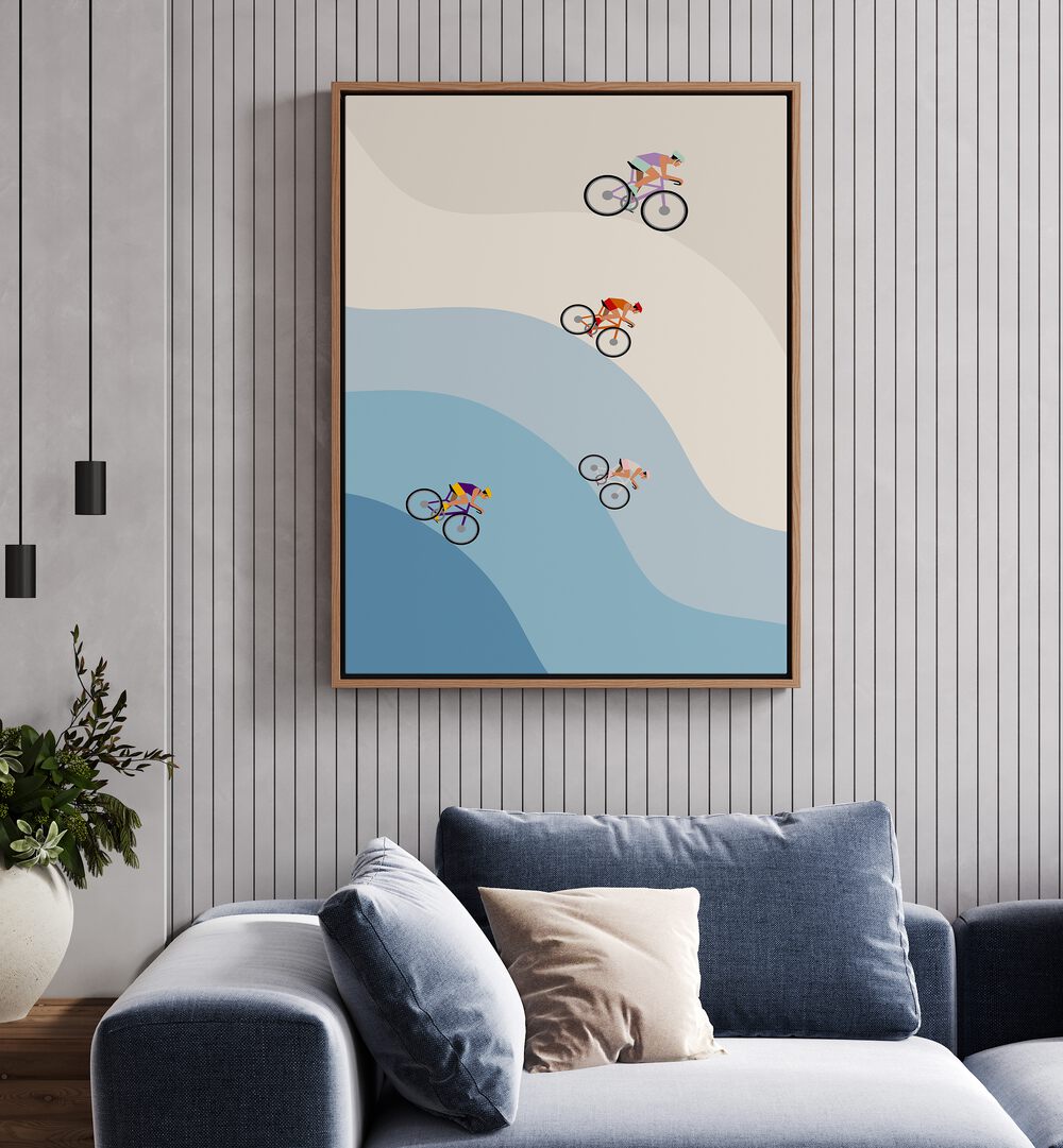 Cycling - Ice & Blue sports Artwork Placed on a wall In A Living Room 