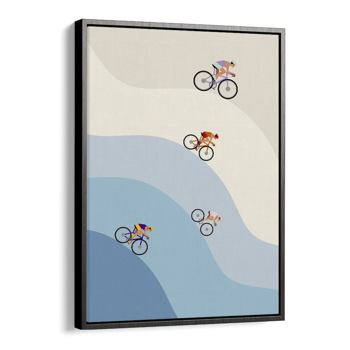 Cycling ice & blue Sports Art Artwork in Black Floater Frame