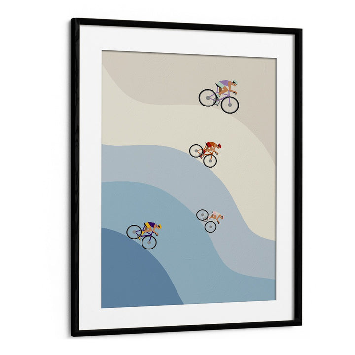 Cycling ice & blue Sports Art Artwork in Black Frame With Mount