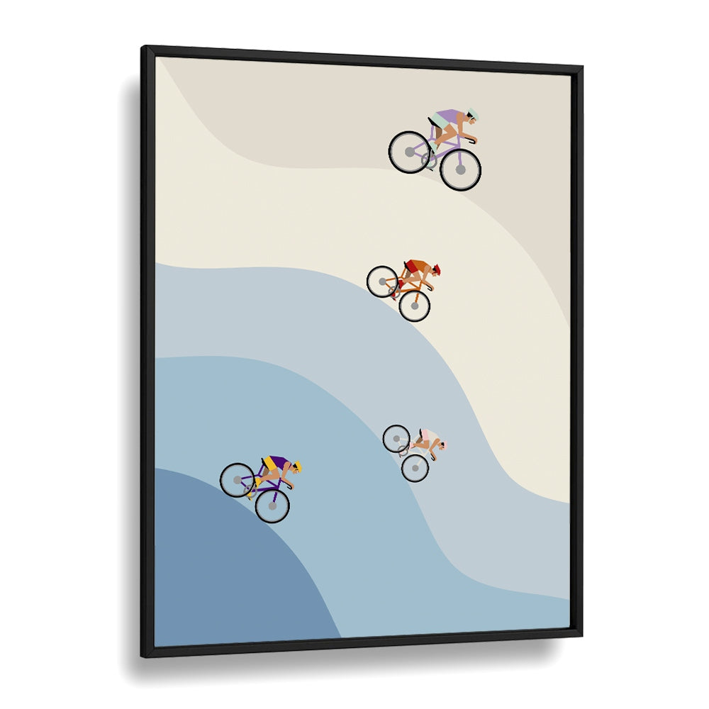 Cycling ice & blue Sports Art Artwork in Black Plain Frame