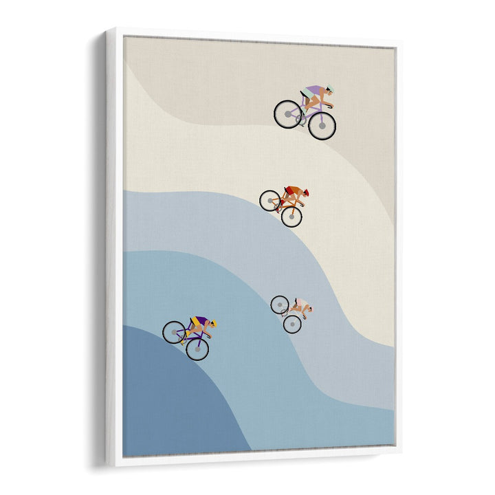 Cycling ice & blue Sports Art Artwork in White Floater Frame