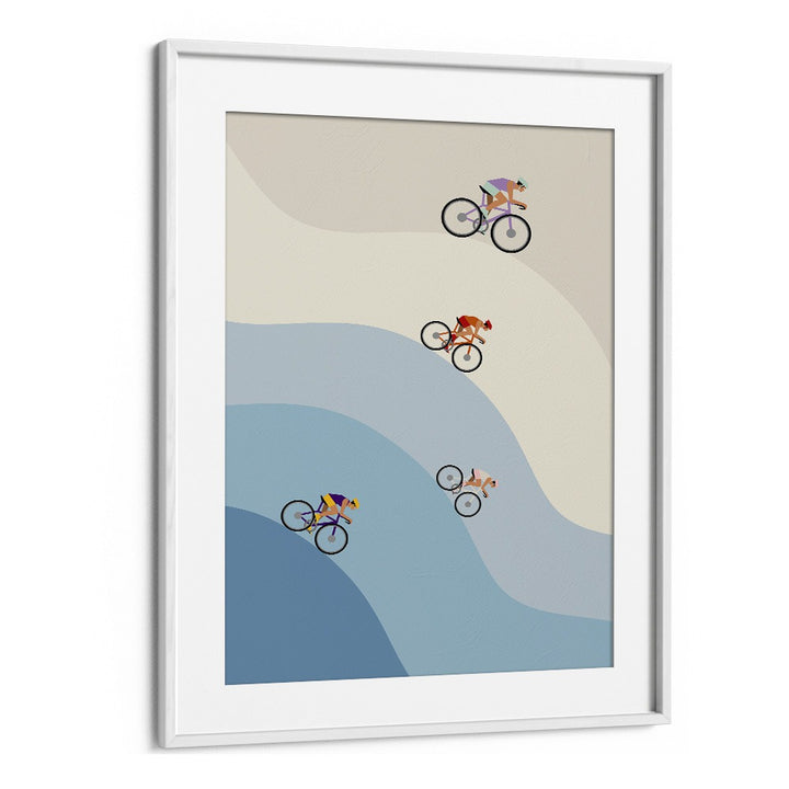 Cycling ice & blue Sports Art Artwork in White Frame With Mount