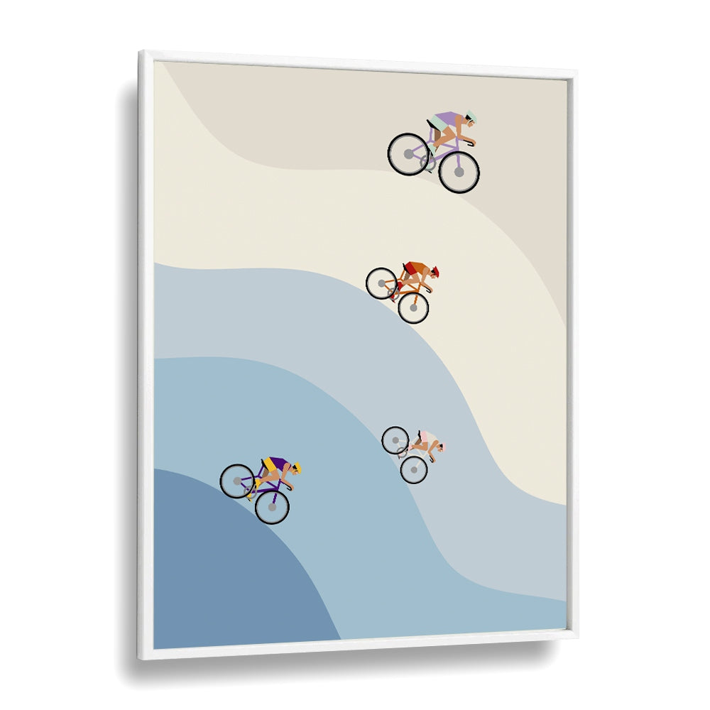 Cycling ice & blue Sports Art Artwork in White Plain Frame