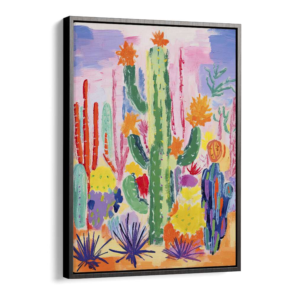 Cactus I  Kids Paintings in Black Floater Frame