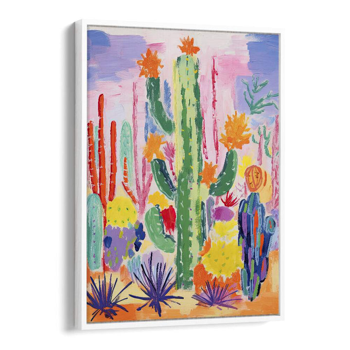 Cactus I  Kids Paintings in White Floater Frame