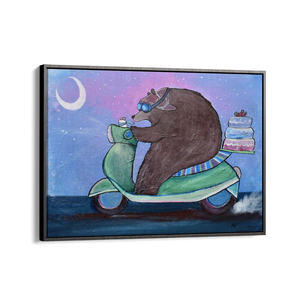 Cake Caper  Kids Paintings in Black Floater Frame