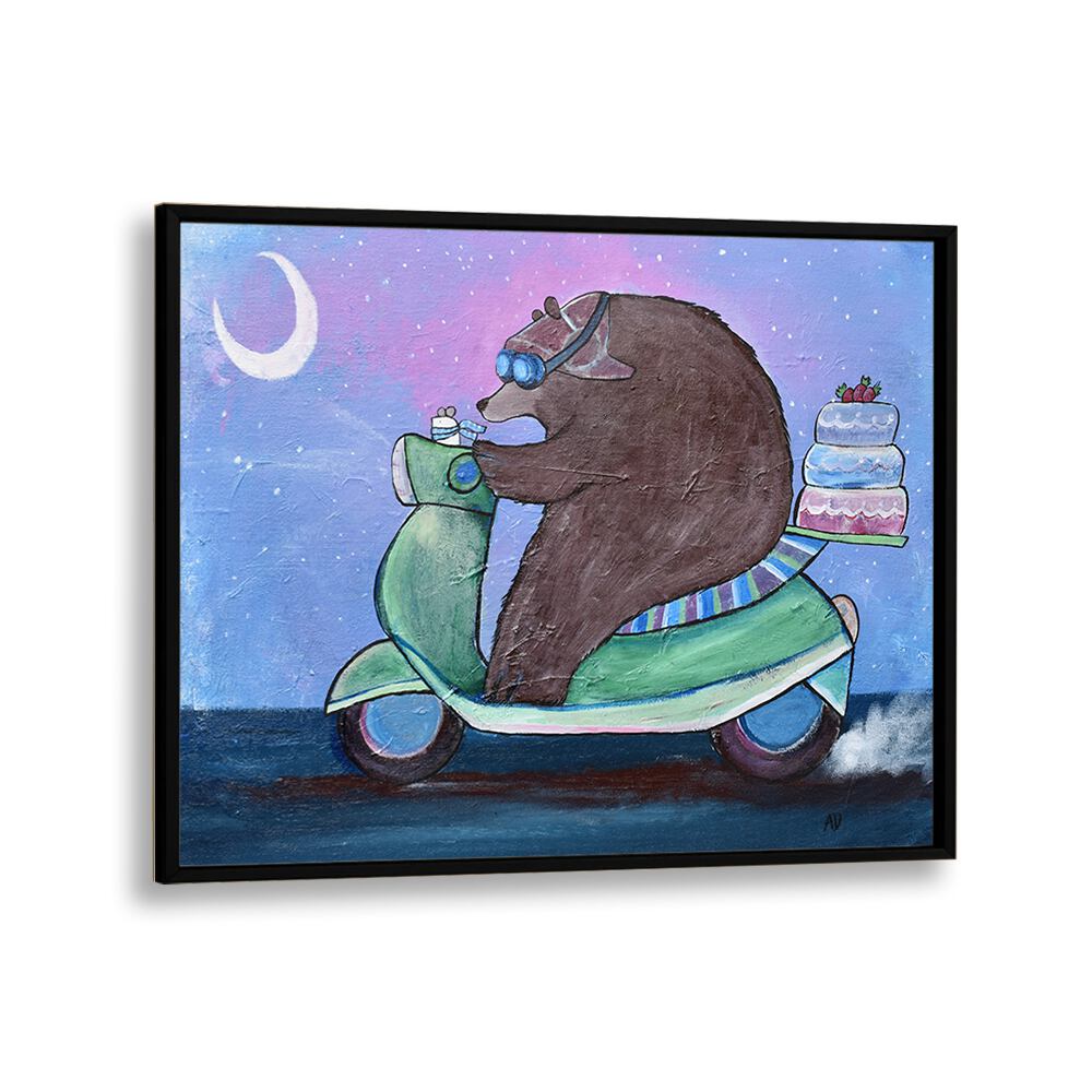 Cake Caper  Kids Paintings in Black Plain Frame