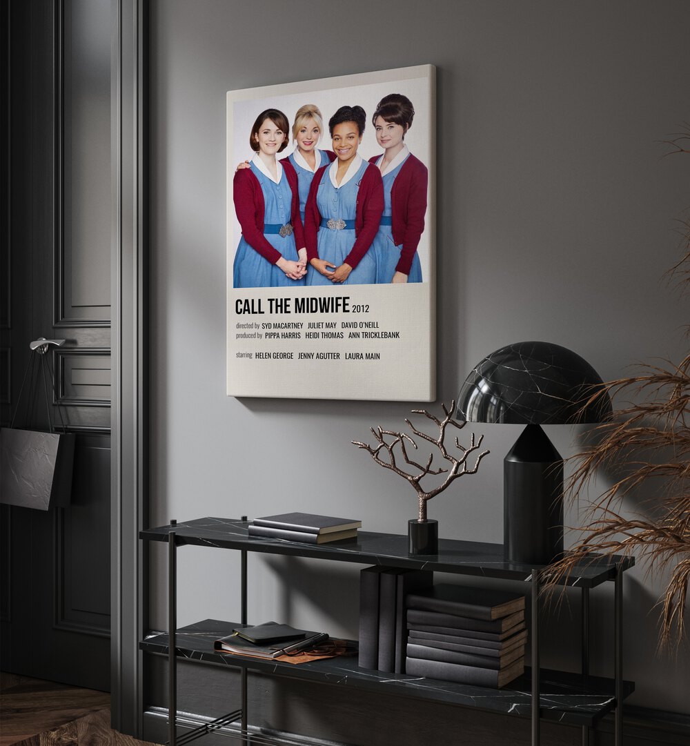 Call The Midwife 2012 Movie Posters in Gallery Wrap hanging on wall above console table beside door and window