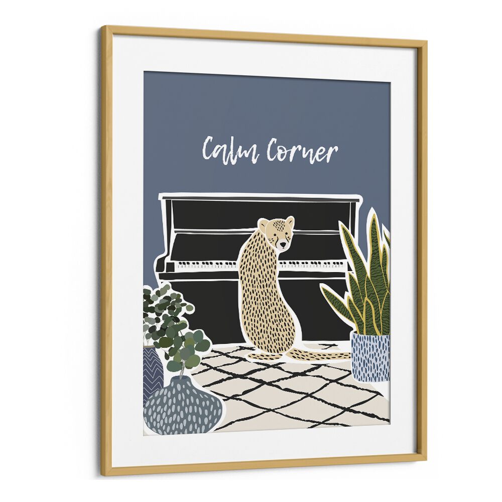 Calm Corner By Sarah Manovski Kids Room Art in Oak Wood Frame With Mount