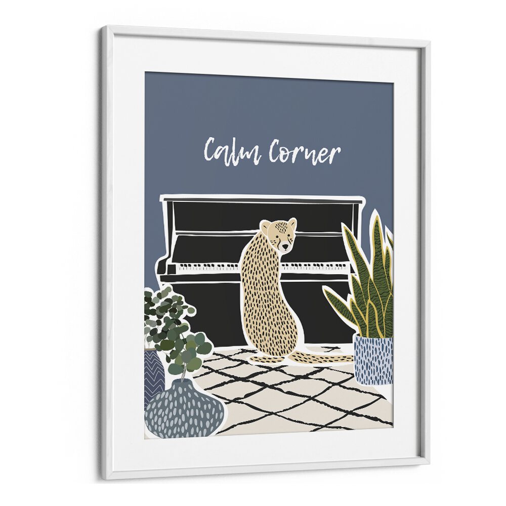 Calm Corner By Sarah Manovski Kids Room Art in White Frame With Mount