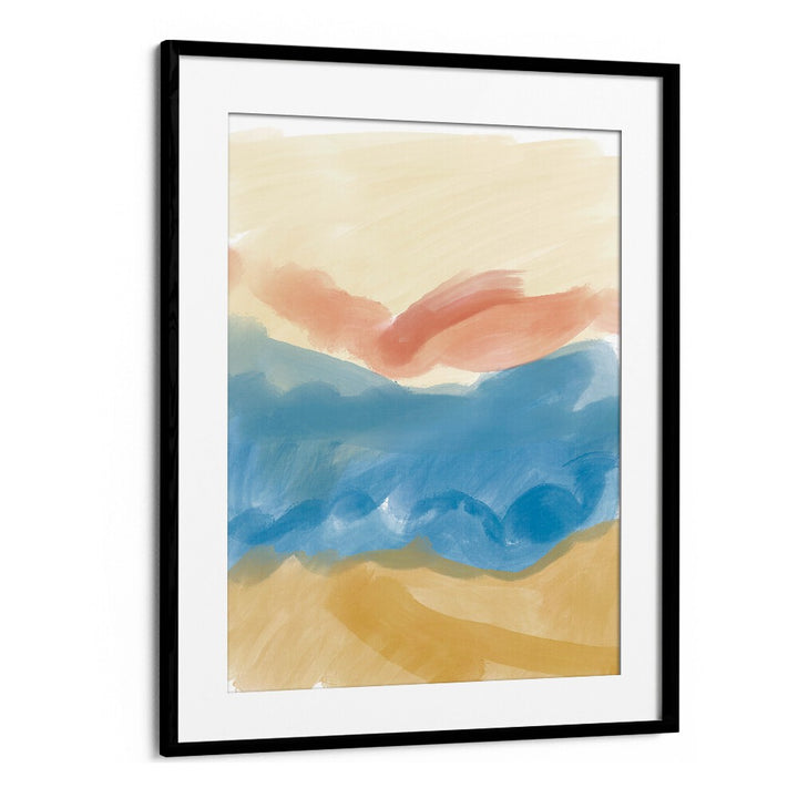 Calming Brush Strokes by Nilesh Kulkarni Abstract Paintings in Black Frame With Mount