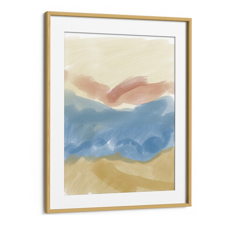 Calming Brush Strokes by Nilesh Kulkarni Abstract Paintings in Oak Wood Frame With Mount