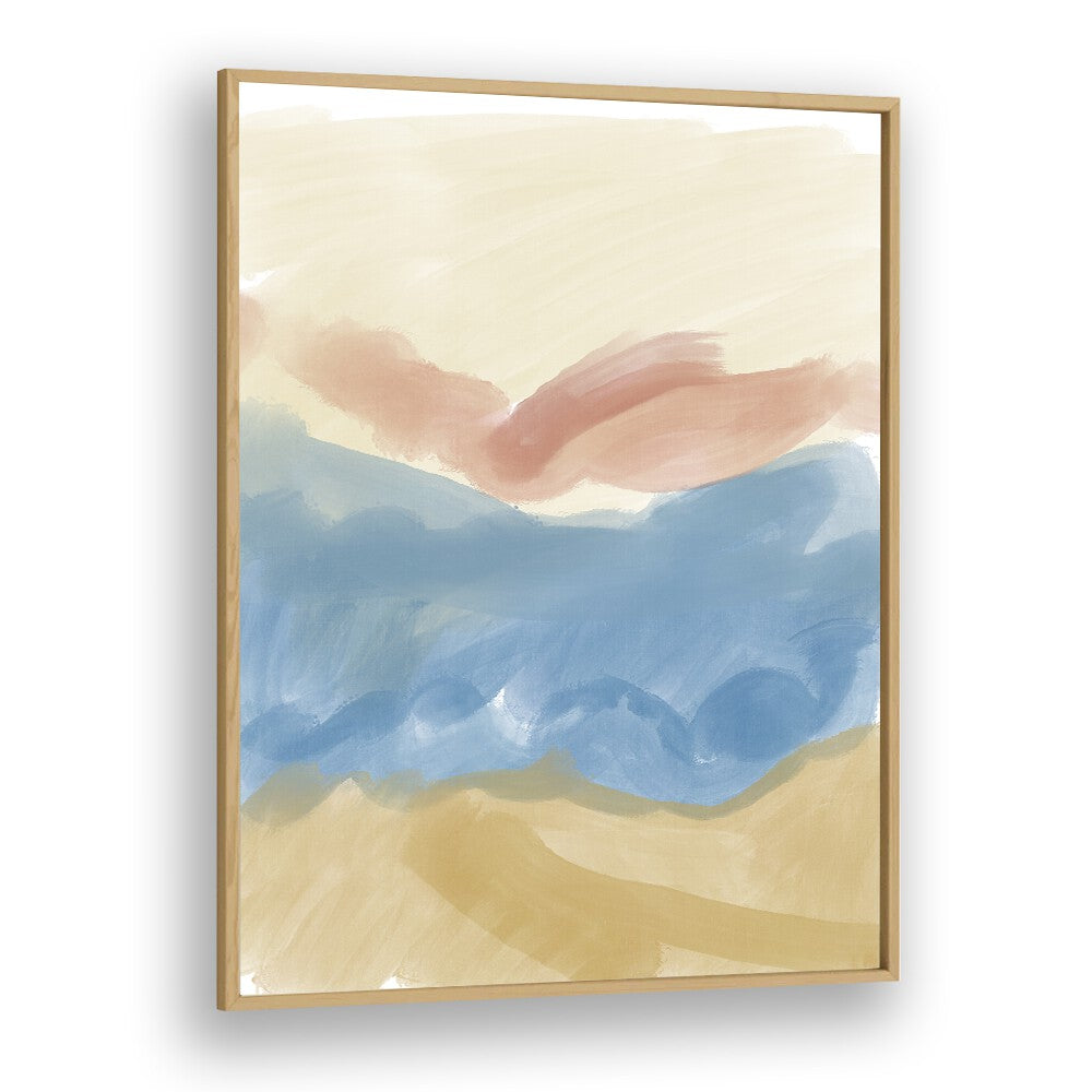 Calming Brush Strokes by Nilesh Kulkarni Abstract Paintings in Oak Wood Plain Frame