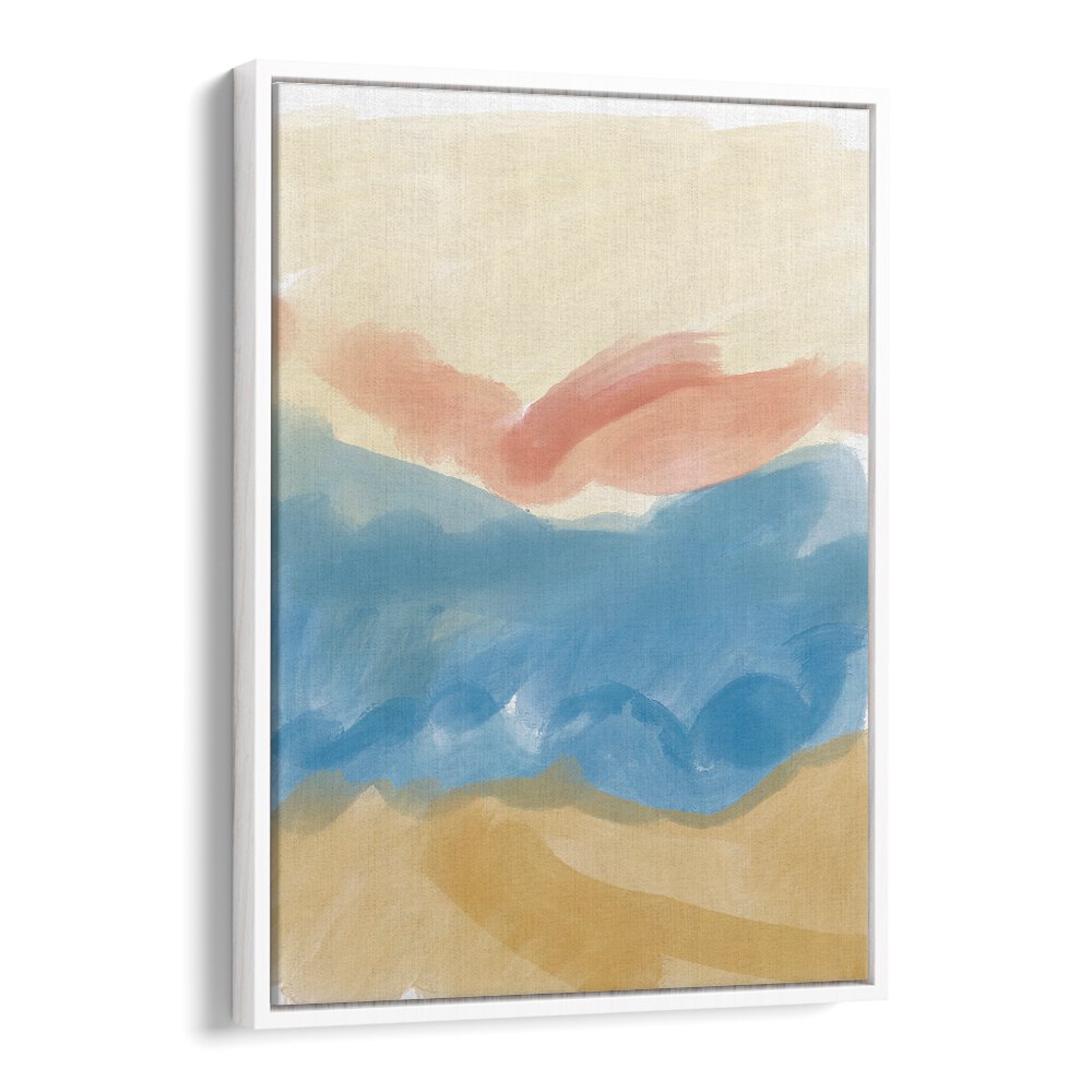 Calming Brush Strokes by Nilesh Kulkarni Abstract Paintings in White Floater Frame