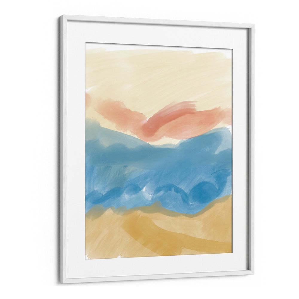 Calming Brush Strokes by Nilesh Kulkarni Abstract Paintings in White Frame With Mount