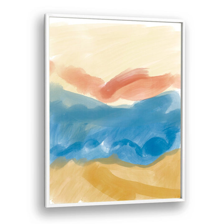 Calming Brush Strokes by Nilesh Kulkarni Abstract Paintings in White Plain Frame