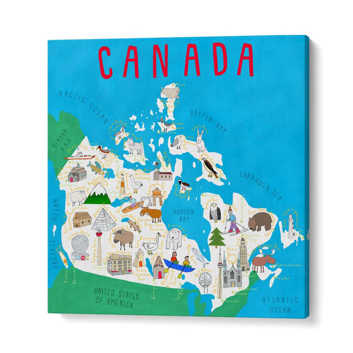 Canada Map Illustration By Carla Daly Kids Painting in Gallery Wrap