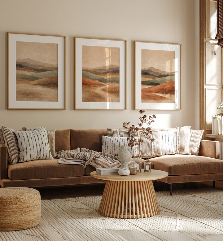 Canyon Hues – Set of 3 Abstract Wall Art Prints | Asianmonk