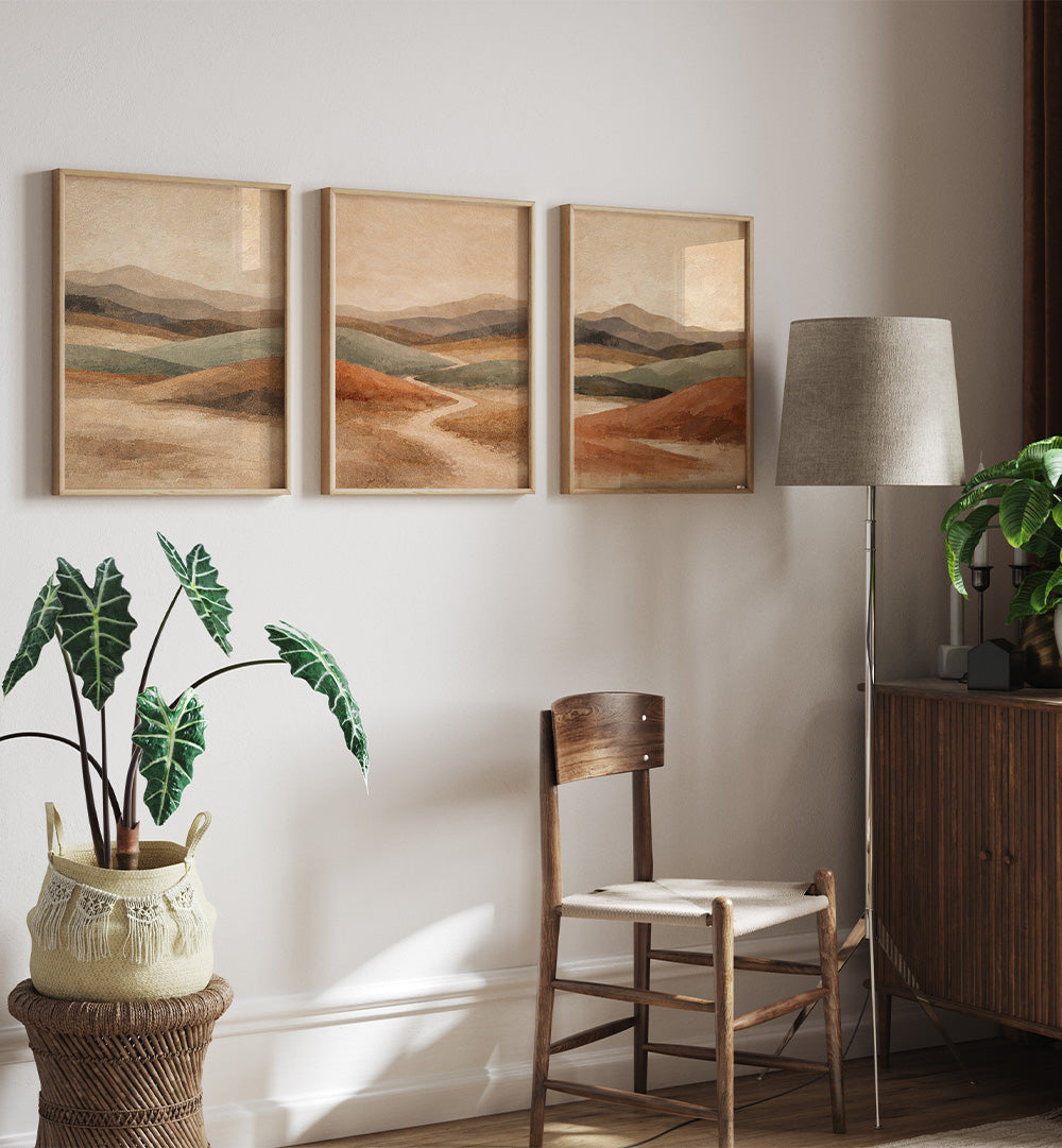 Canyon Hues – Set of 3 Abstract Wall Art Prints | Asianmonk