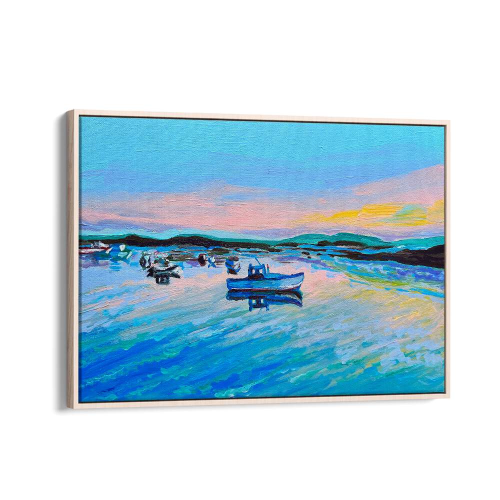 Cape Porpoise Pier By Key And Sea Creative Landscape Art in Oak Wood Floater Frame