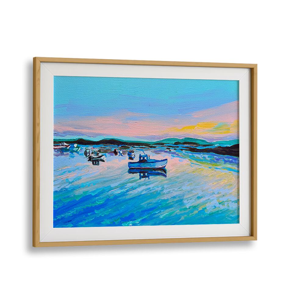 Cape Porpoise Pier By Key And Sea Creative Landscape Art in Oak Wood Frame With Mount